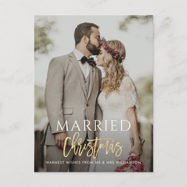 MARRIED CHRISTMAS wedding announcement  Postcard (Front)
