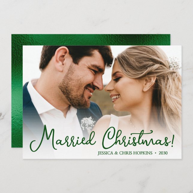 Married Christmas Wedding Photo Holiday Card (Front/Back)