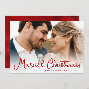 Married Christmas Wedding Photo Holiday Card