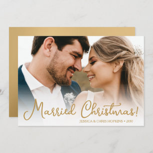 Married Christmas Wedding Photo Holiday Card