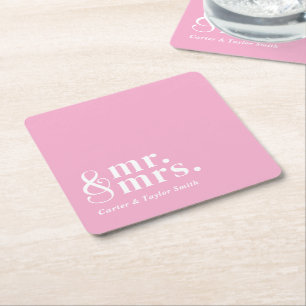 Married Couple Customisable Titles Wedding Couple Square Paper Coaster