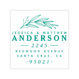 Married Couple Elegant Botanical Return Address Self-inking Stamp