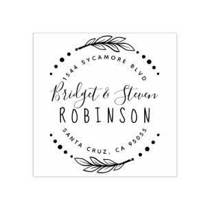 Married Couple Hand Drawn Script Return Address Rubber Stamp