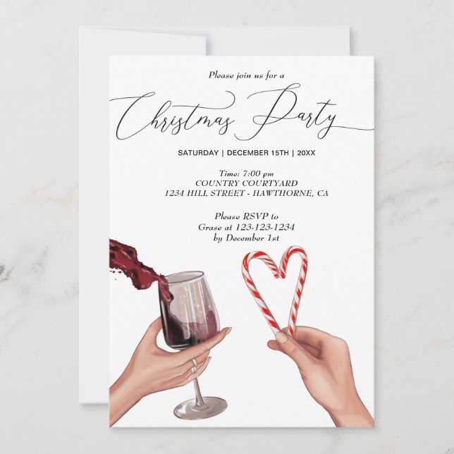 married couple hands christmas party invitation (Front)