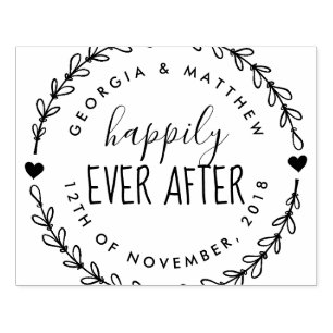 Married Couple Happily Ever After Return Address Rubber Stamp