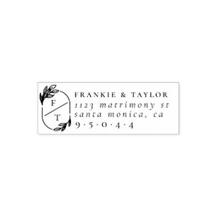 Married Couple Monogram Formal Wedding Address Self-inking Stamp