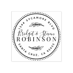 Married Couple Rustic Script Return Address Rubber Stamp