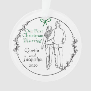 Married Couple Walking Christmas Acrylic Ornament