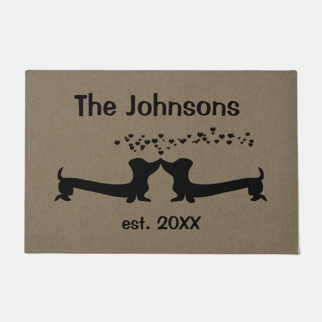 Married Dachshunds in Love Doormat (Front)