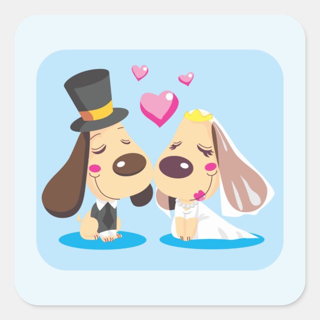 Married Dog Couple Square Sticker (Front)