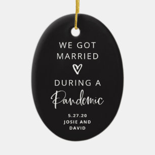 Married During a Pandemic   Charcoal Photo Back Ceramic Tree Decoration