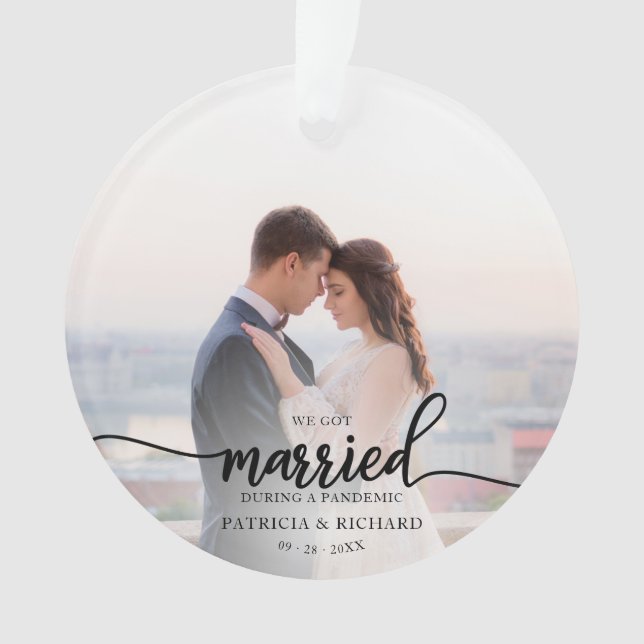 Married During a Pandemic Photo Keepsake Christmas Ornament (Front)