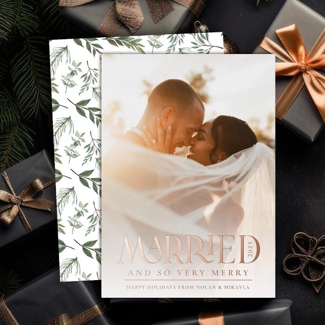 Married Elegant Foil Typography Christmas Photo (Creator Uploaded)