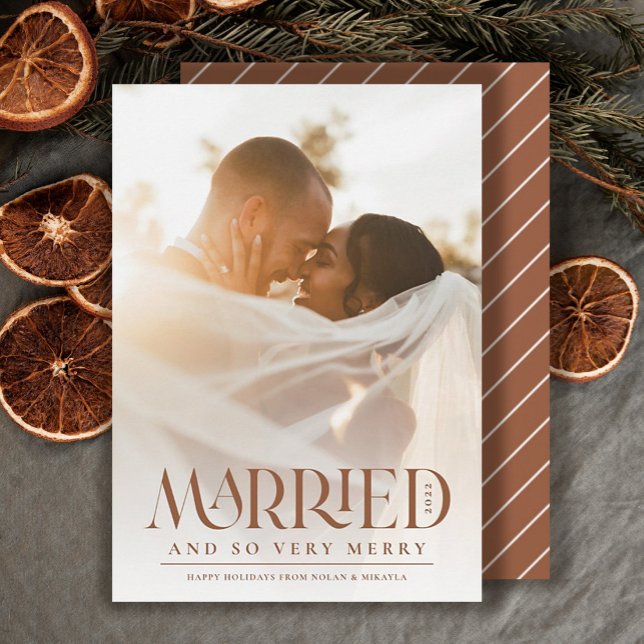 Married Elegant Terracotta Photo Christmas Holiday Card (Creator Uploaded)
