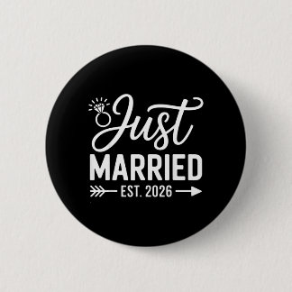 Married Est 2026 Wedding Wife Mr Mrs Bride Groom 4 6 Cm Round Badge
