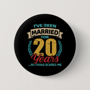 Married for 20 years 20th wedding anniversary 6 cm round badge