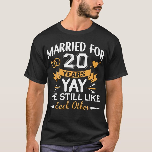Married For 20 Years 20th Wedding Anniversary T-Shirt (Front)
