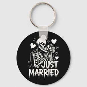 Married Gothic Skeletons Wedding Party Spooky Vibe Key Ring