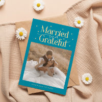 Married & Grateful Wedding Photo Aqua