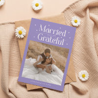 Married & Grateful Wedding Photo Lilac