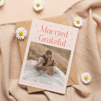 Married & Grateful Wedding Photo Peach