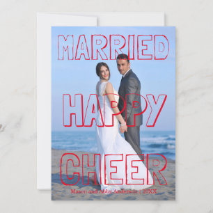 Married Happy Cheer Red Block - Christmas Card