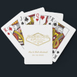 Married in Fabulous Las Vegas Gold White Wedding Playing Cards<br><div class="desc">These unique and fun custom "Married in Fabulous Las Vegas" wedding favour playing cards feature a gold faux foil design inspired by the Welcome to Las Vegas,  Nevada" sign,  along with monogram text that can be personalised with the couple's name and wedding date. White background colour can be modified.</div>