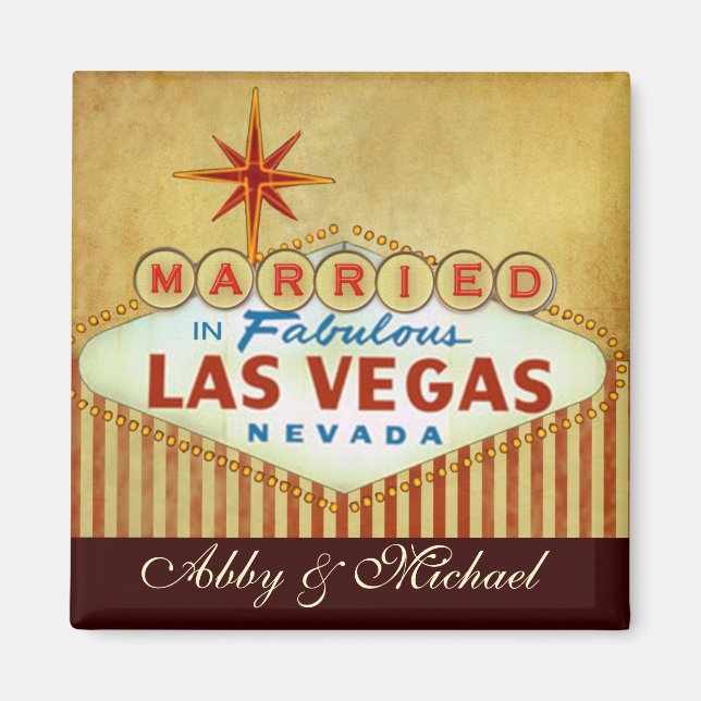 Married in Fabulous LAS VEGAS Magnet (Front)