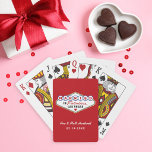 Married in Fabulous Las Vegas Red Playing Cards<br><div class="desc">Bold red sets an energetic, festive tone behind the iconic colourful Married In Fabulous Las Vegas sign on these personalised wedding monogram playing cards. Couple names in white script and wedding date are fully editable below the classic sign. A vibrant wedding favour that captures the excitement of the Las Vegas...</div>