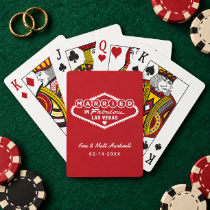 Married in Fabulous Las Vegas Red White Playing Cards