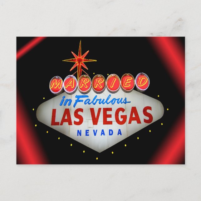 Married in Fabulous Las Vegas Wedding Announcement Postcard (Front)