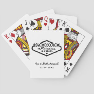 Married in Fabulous Las Vegas White Black Playing Cards