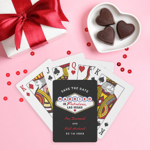 Married in Las Vegas Black Save the Date Playing Cards