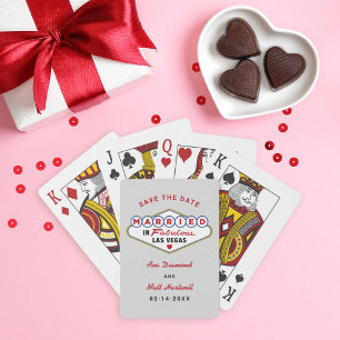 Married in Las Vegas Grey Save the Date Playing Cards