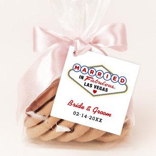 Married in Las Vegas Red Monogram Wedding Favour Tags