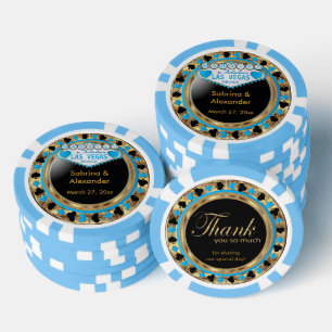 Married in Las Vegas - Thank You Blue Poker Chips