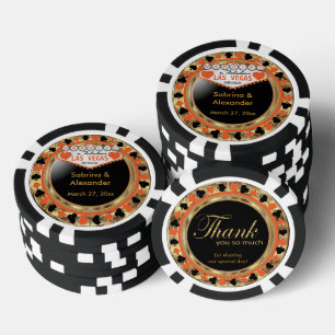 Married in Las Vegas - Thank You Orange Poker Chips