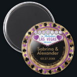 Married in Las Vegas - Thank You - Purple Magnet<br><div class="desc">Casino style Magnet. Married in Las Vegas thank you for sharing this special day with us featured in a purple, gold and black design. Makes a great party favour keepsake for the guest of honour or your guest. More colours are available. ✔Note: Not all template areas need changed. 📌If you...</div>
