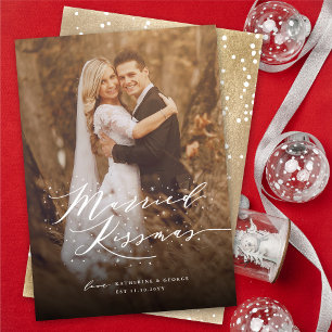Married Kissmas Holiday Wedding Announcement Card