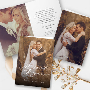 Married Kissmas Sparkling Stars Chic Photo Wedding Holiday Card