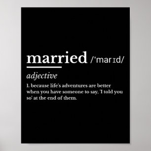 Married Life Funny Definition Joke Humour Marriage Poster