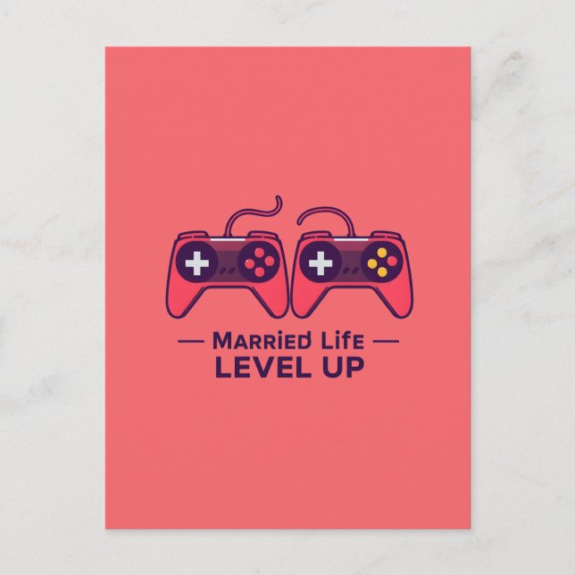 Married Life Level Up Gaming Art Postcard (Front)