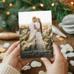 Married Little Christmas Newlywed Holiday Card<br><div class="desc">Celebrate your first Christmas as a married couple with this beautifully romantic photo card. Featuring a full-bleed image layout with the phrase "Married Little Christmas" in elegant script, this design is the perfect way to share your love and joy with family and friends this holiday season. Personalise it with your...</div>