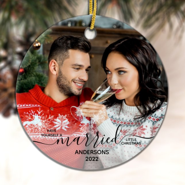 Married Little Christmas Our First Custom 2 Photo  Ceramic Tree Decoration (Creator Uploaded)
