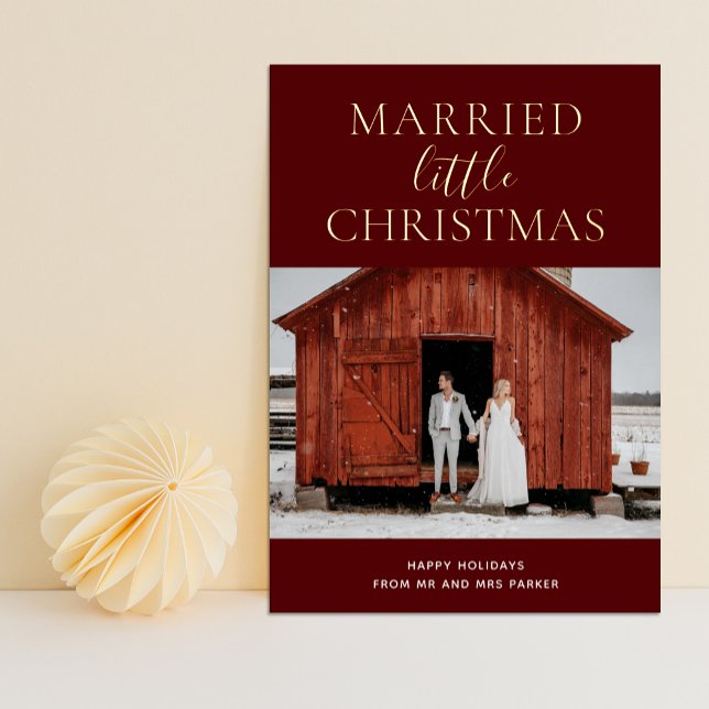 Married Little Christmas Red Gold Script Photo (Creator Uploaded)