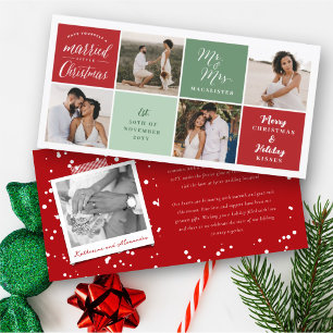 Married Little Christmas Squares 4 Photo Wedding Holiday Card