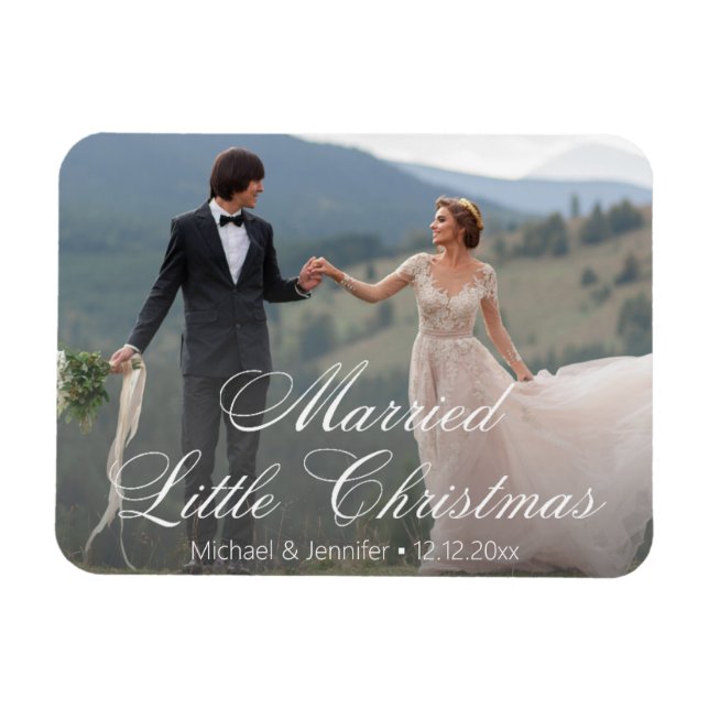 married little christmas wedding photo holiday magnet (Horizontal)