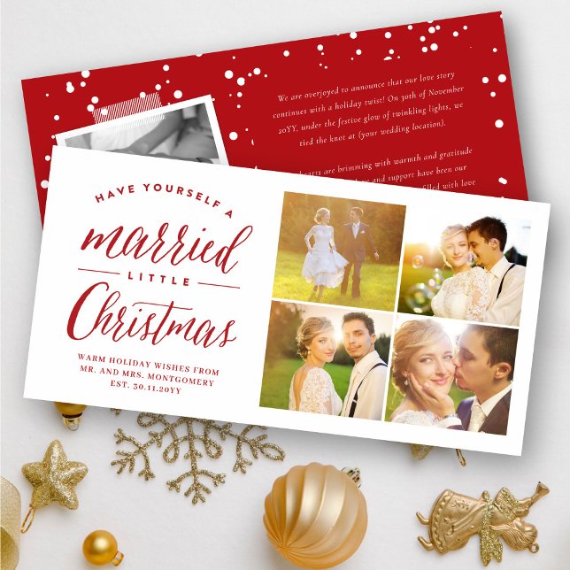 Married Little First Christmas Multi Photo Wedding Holiday Card (Creator Uploaded)