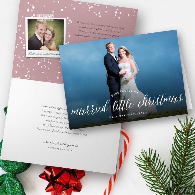 Married Little First Christmas Photo Wedding Holiday Card (Creator Uploaded)
