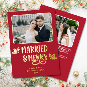 Married Merry 1st Christmas Newlywed Photo Red